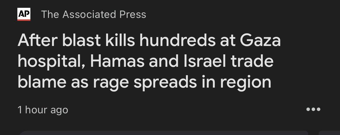 racheltbaum's tweet photo. @jconricus @BBCWorld Absolutely appalling. @AP did the same thing with their "Israel bombs Gaza" headline citing Hamas source. (later updated). https://t.co/dQ0TmaoT3d