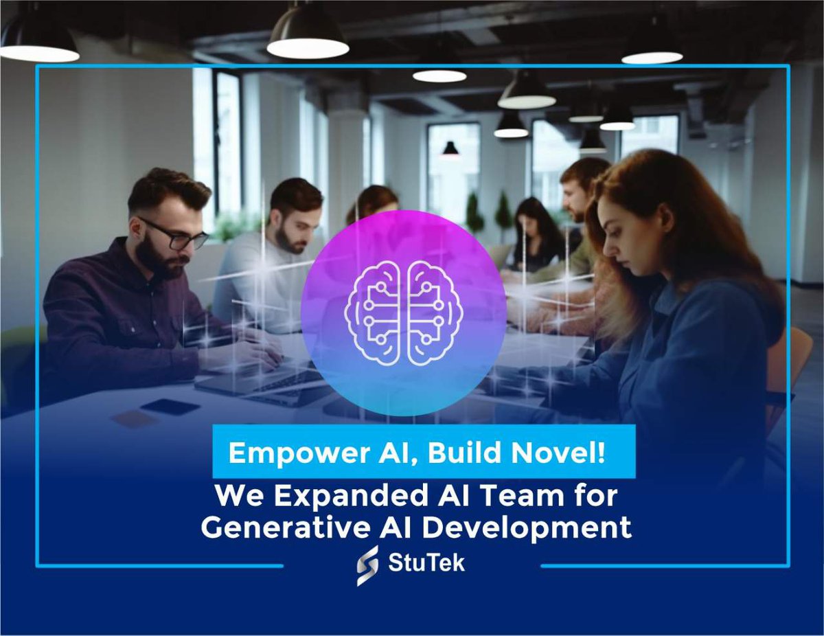 Stutek_Ca's tweet photo. We're excited to announce our AI Department's expansion with a specific focus on Generative AI.

🧠 Generative AI - This powerful technology can be adapted in unique and innovative ways to serve businesses worldwide across various industries.

#AI #GenerativeAI #StuTek #StuTekAI https://t.co/uiRtQO5PmF