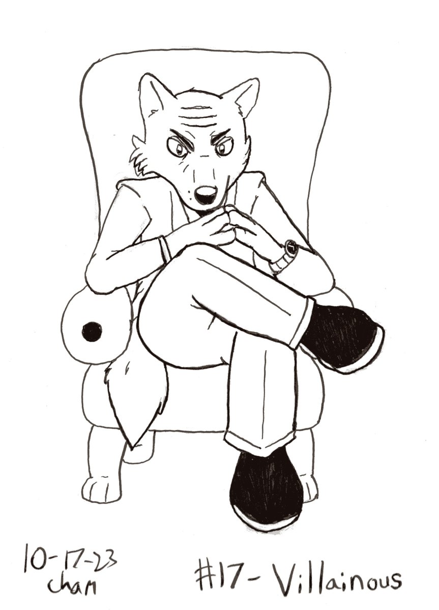 #Inktober Day 17 - Villainous

Tried drawing out one of the villains of my stories for this, despite still trying to figure out his design. At least he looks sufficiently 'evil' enough!
#art #furryart