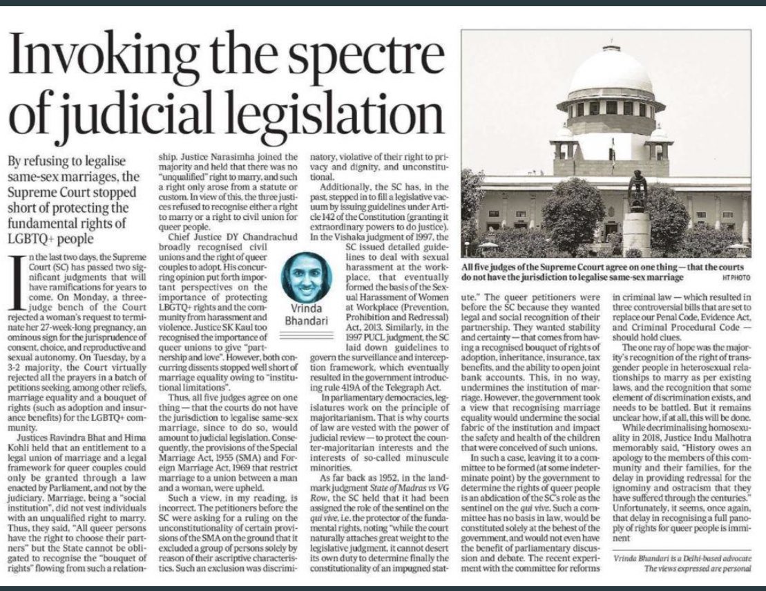 I wrote for <a href="/htTweets/">Hindustan Times</a> on yesterday’s disappointing #samesex marriage verdict. (Headline not mine)