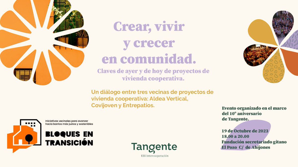 Crear, vivir y crecer en comunidad. Claves de ayer y de hoy de proyectos de vivienda cooperativa ¿Cómo perderle el miedo a las reuniones de comunidad? ¿Cómo disfrutamos de la convivencia vecinal? Día 19, 18:00-20:00 Inscripciones: forms.gle/bgXvms8xfrvx99…