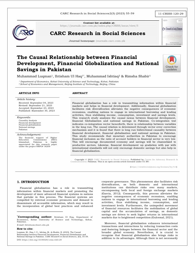 pk_carc's tweet photo. CARC Research in Social Sciences 
Volume 2, Issue 3, September, 2023.
https://t.co/g1ttgmeNvY https://t.co/n0jP9GZv6B