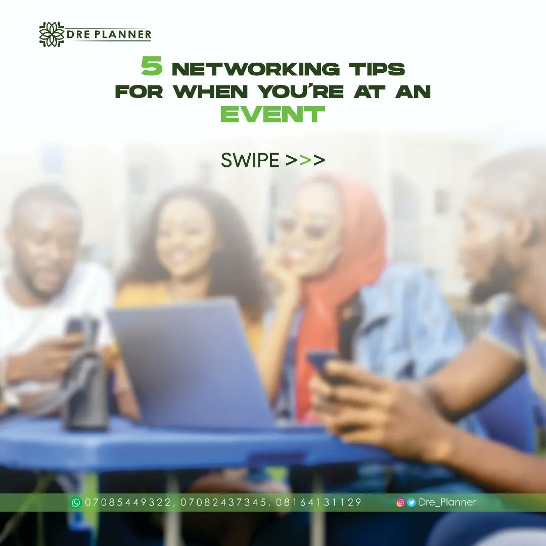 Dre_Planner's tweet photo. 5 hacks for networking at an event

Be memorable: in an event where countless voice and faces compete for attention, you have to strive to create an impression inorder to be memorable, you can achieve this by being actively present and kind. https://t.co/7FjdsMwuyV