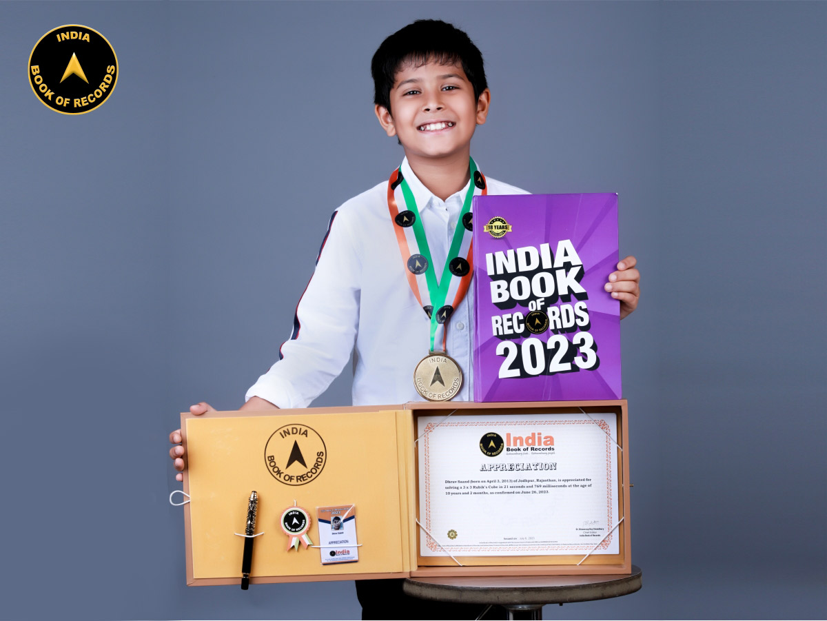 indiabookrecord's tweet image. Dhruv Saand - Appreciation

Dhruv Saand of #Jodhpur, #Rajasthan, is appreciated for #solving a 3 x 3 #RubiksCube in 21 seconds and 769 milliseconds at the age of 10 years and 2 months.

Read At: indiabookofrecords.in/dhruv-saand-ap…