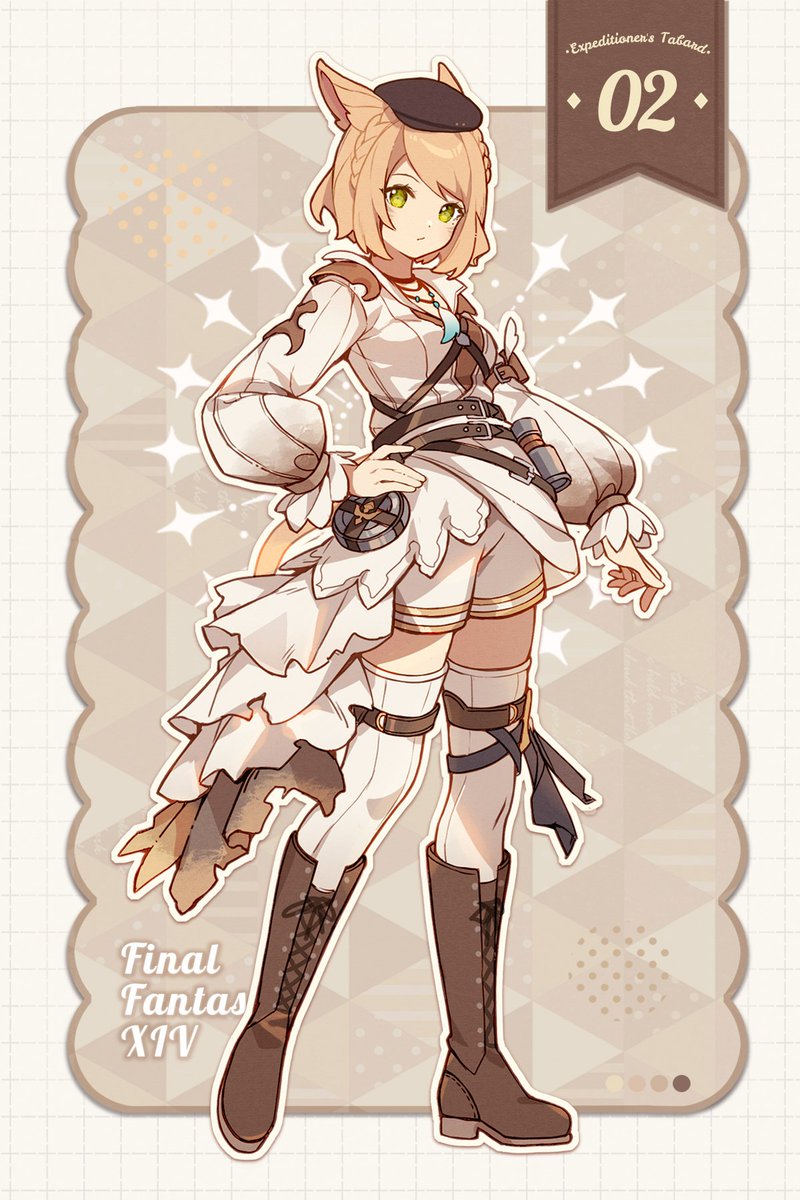 avatar (ff14) 1girl animal ears miqo'te solo boots thighhighs hat  illustration images