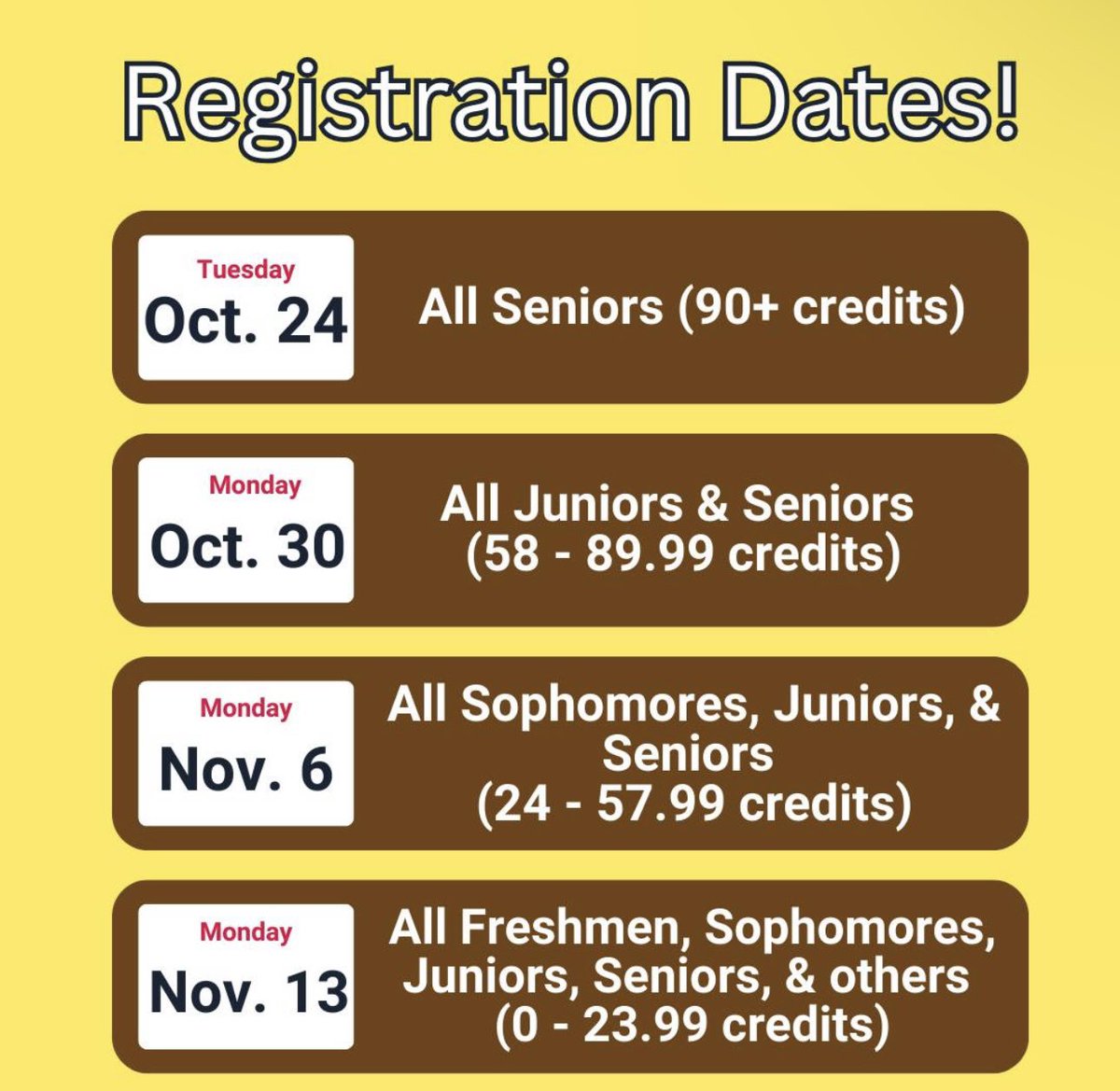 RowanPrad's tweet photo. Spring Registration is right around the corner!! Registration opens at 7
A.M everyday. #letsgetreadytospring 🦉🌸 https://t.co/3rQScKmwcl