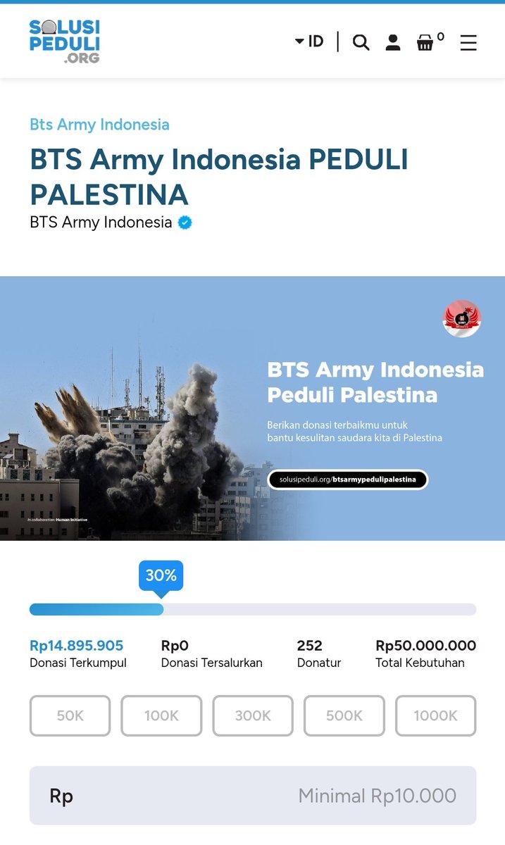 BTS ARMY INDONESIA UNTUK PALESTINA. 
Link donasi: solusipeduli.org/campaign/btsar…

(Aku butuh bantuan kalian untuk menyebarkan ini, show your power ARMY. This is for HUMANITY)