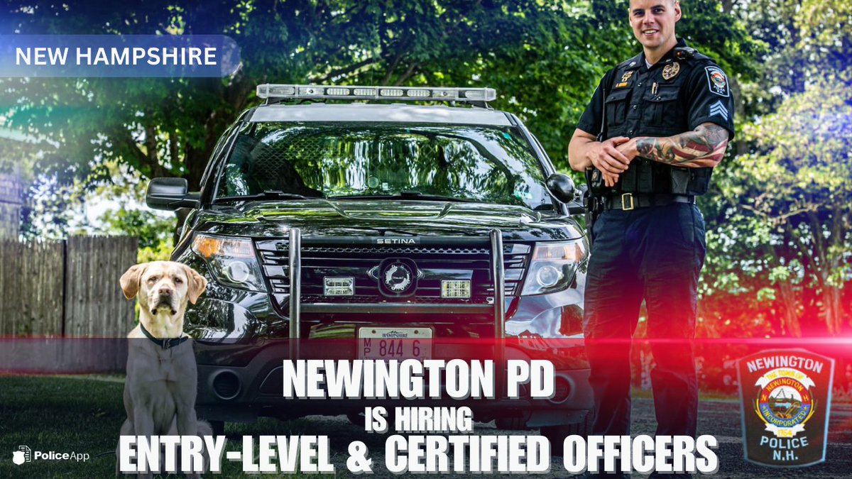 PoliceApp_Com's tweet image. NEW HAMPSHIRE

The Newington, New Hampshire Police Department seeks certified and noncertified, career-oriented, intellectual, and motivated applicants to join our team. 

GET STARTED: bit.ly/3FlHiNj

#NewingtonNH #NHPolice #LawEnforcement #CommunitySafety
