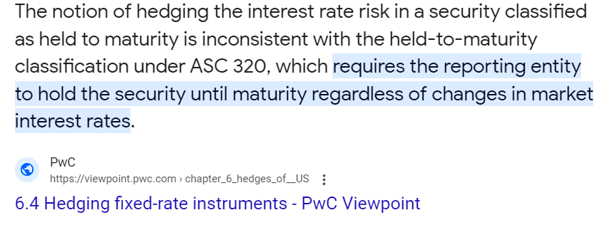 angusdav's tweet photo. @BankerWeimar Securities hedged with IR swaps cannot be classified as HTM under ASC 320. Can do with the AFS book, but not HTM. https://t.co/pTMAorB9Rg
