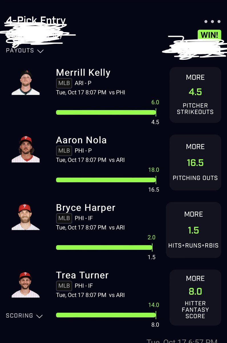 __UncleTy's tweet photo. Bacc at it again with another win today was a blowout 10-0  #Phillies #Diamondbacks #GamblingTwiiter #PrizePicks https://t.co/YCWtzYv7R2