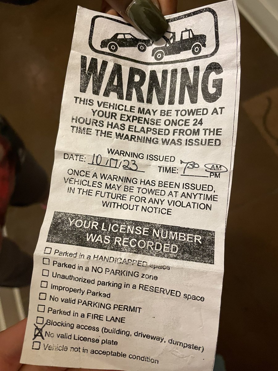 kyletremain's tweet photo. @torianoporter This was just put on my car in my building’s private parking lot https://t.co/7oY26T2zg7