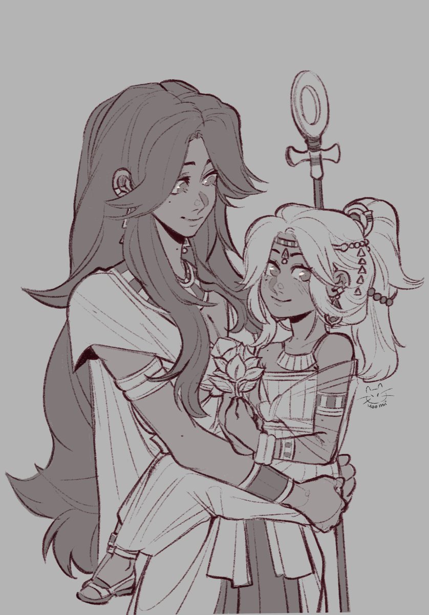 Moomii612's tweet image. #GenshinImpact #Kasala 
Have been on the Kasala train lately while I wait for exams to pass.
(Feat. Cyno’s mom?) kasala’s (daughter?) (granddaughter?)
Truthfully I have no idea, but this is set in that royal au I mentioned allll the way back.