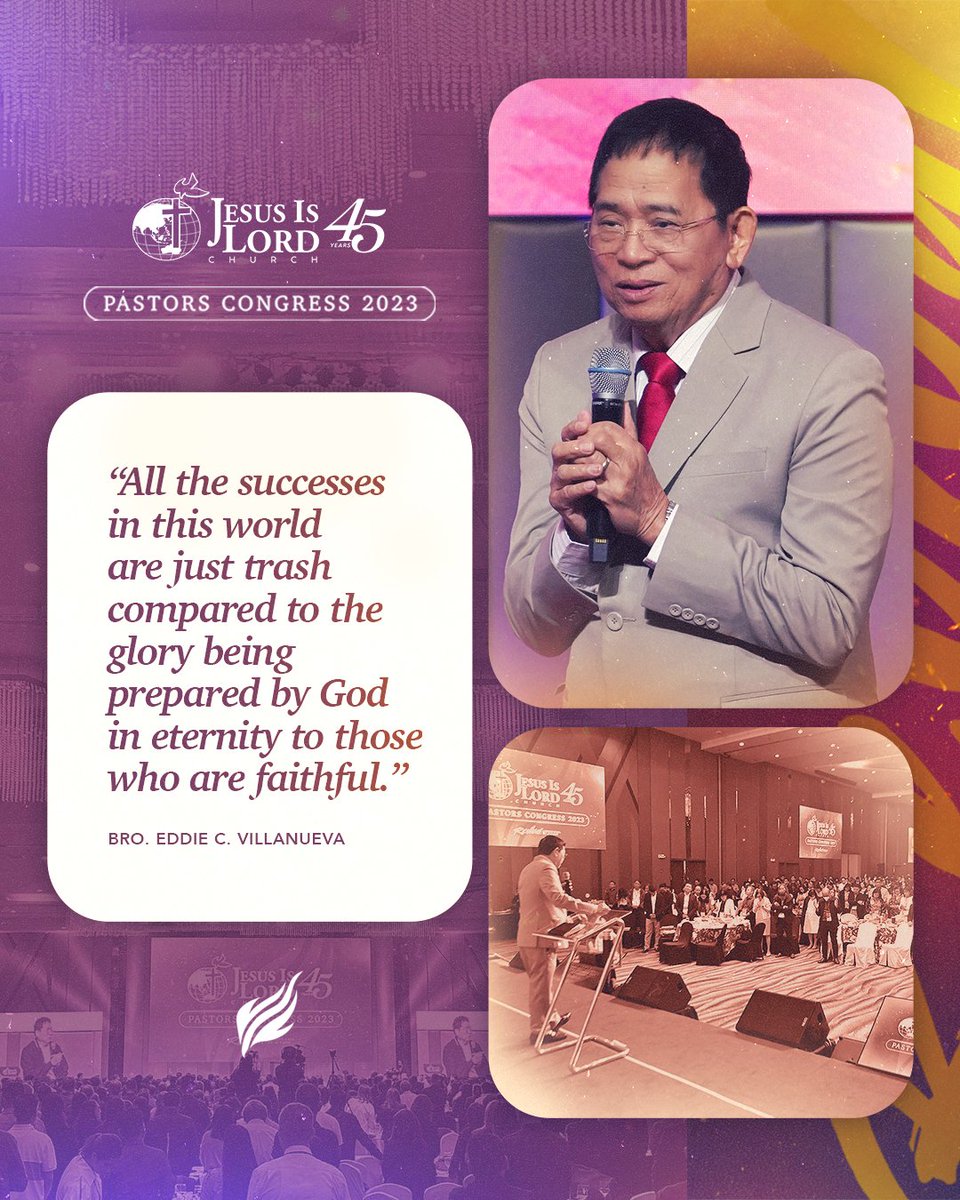 JILWorldwide's tweet photo. Earthly successes pale in comparison to the eternal glory God has in store for the faithful. Stay devoted, for the divine reward is beyond worldly measure. #JILPastorsCongress2023 #JIL45 #IgniteRevival https://t.co/PGYXNIpZPP