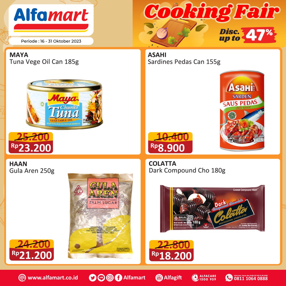 alfamart's tweet photo. 📢 Promo Cooking Fair Alfamart 🥳🥳

Buat masakan jadi semakin lezat dengan penuhi kembali stok Kebutuhan Dapur dari promo #CookingFair berikut ini yang produknya sudah tersedia di #Alfamart terdekat atau bisa juga di #Alfagift  GRATIS ONGKIR Sepuassnya

Periode 16 - 31 Okt 2023 https://t.co/wvY6rwxgzX