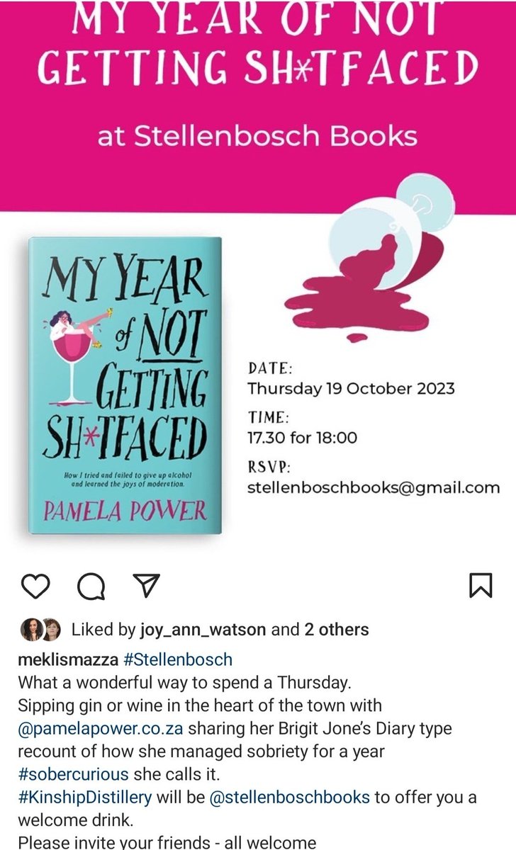 pamelapower's tweet photo. TOMORROW at Stellenbosch Books. Join us.
#MyYearOfNotGettingShitfaced https://t.co/Q5dFwfSlQe