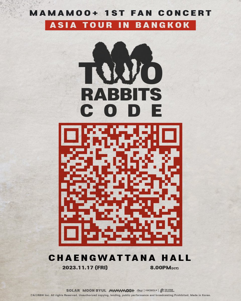 MAMAMOOTH_'s tweet photo. [🎫] 231018 เที่ยงตรงวันพรุ่งนี้จะเปิดจำหน่ายบัตร 𝐌𝐀𝐌𝐀𝐌𝐎𝐎+ 𝟏𝐒𝐓 𝐅𝐀𝐍 𝐂𝐎𝐍𝐂𝐄𝐑𝐓 [𝐓𝐖𝐎 𝐑𝐀𝐁𝐁𝐈𝐓𝐒 𝐂����𝐃𝐄] - 𝐀𝐒𝐈𝐀 𝐓𝐎𝐔𝐑 𝐢𝐧 𝐁𝐀𝐍𝐆𝐊𝐎𝐊 แล้วค่ะ

📆 ศุกร์ 17 พ.ย. 2023
🕰️ 20:00 น.
📍แจ้งวัฒนะฮอลล์
👉🏻https://t.co/bYJi211spL

#มามามูพลัส #MAMAMOOplus https://t.co/KJkU0LJjzW