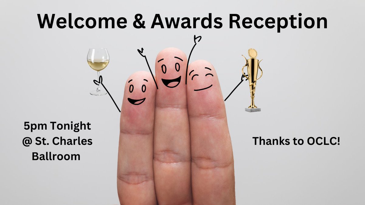 ALA_Core's tweet image. Start #CoreForum2023 off right by joining your colleagues for a Welcome and Awards Reception in the St. Charles Ballroom from 5-6:30pm tonight. A big thanks to OCLC for sponsoring this event!