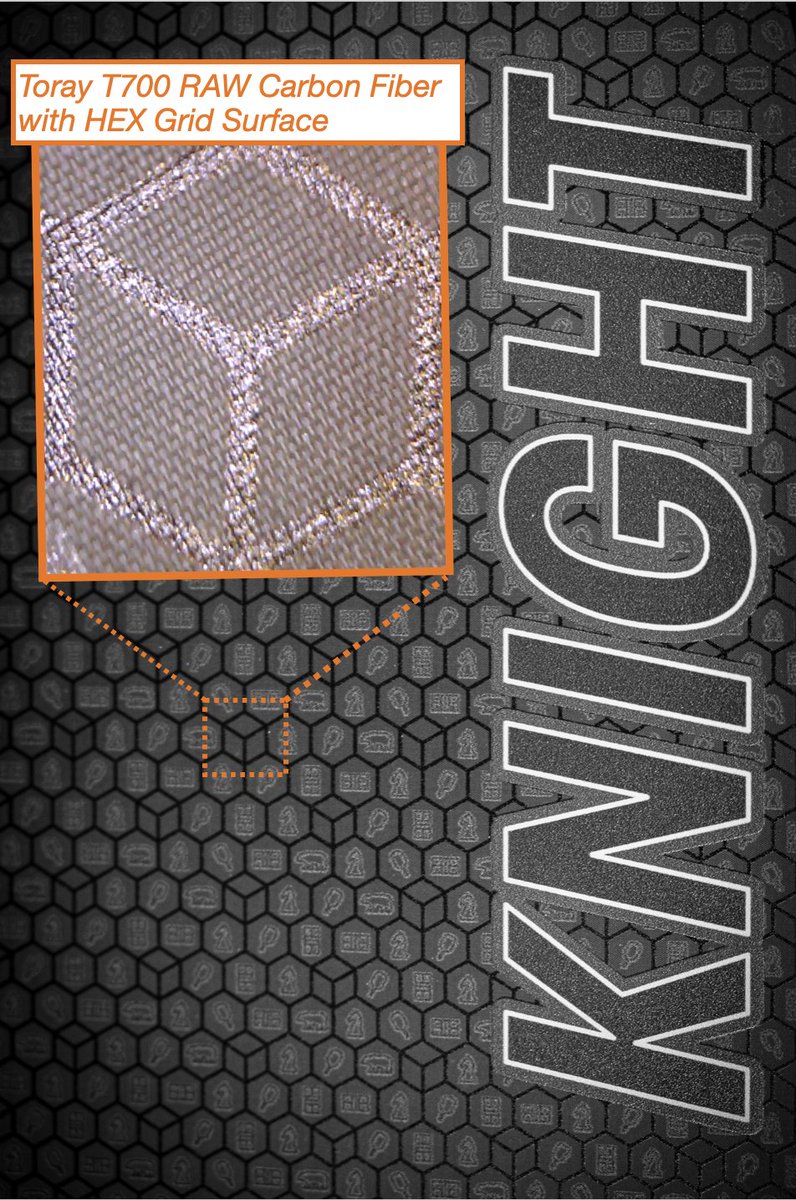 Only the Gambit Knight has a dual layer raw carbon fiber surface with an additional 3D printed hex grid surface to provide additional spin and control.
