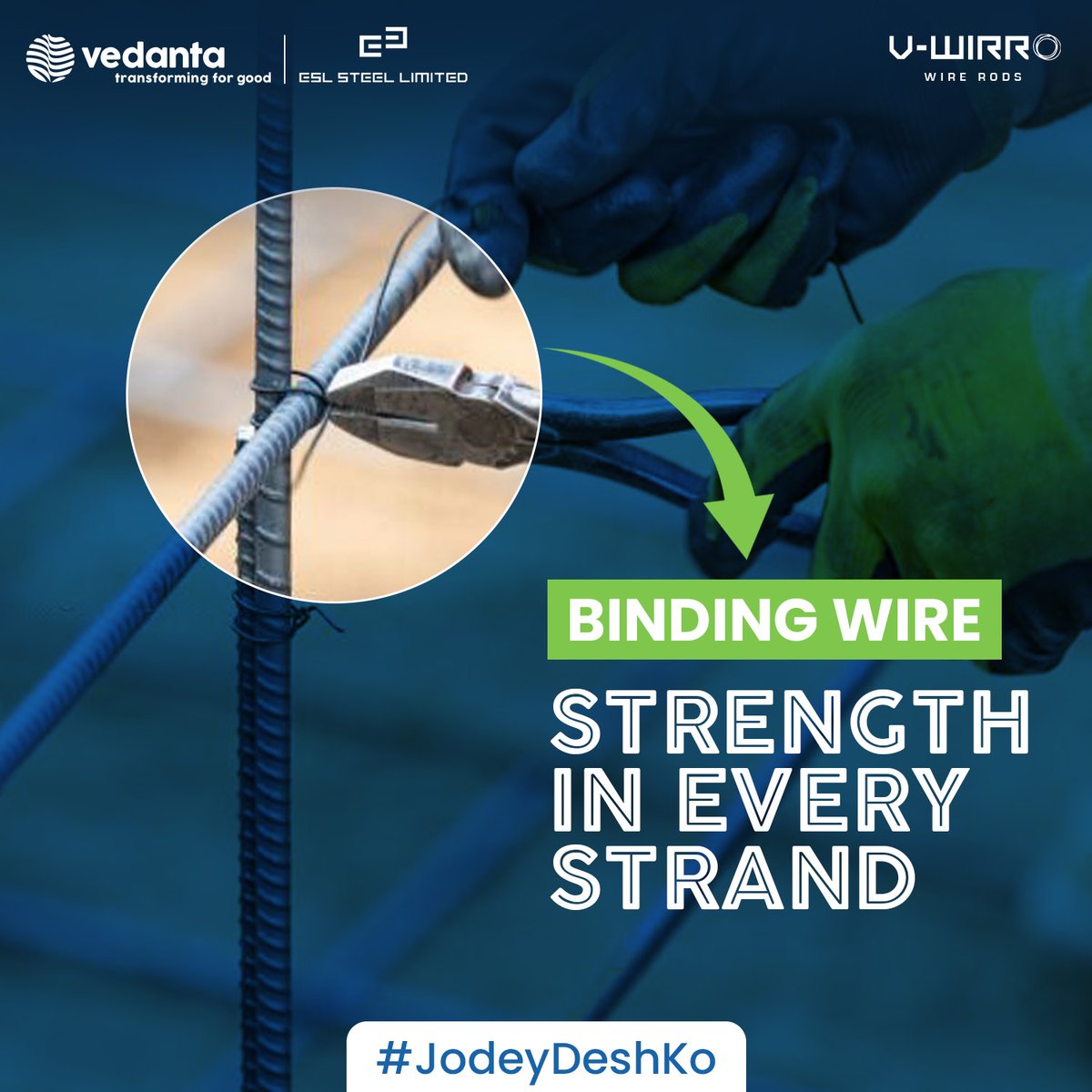 ESLSteelLimited's tweet photo. V-Wirro, where every strand tells a story of strength and durability.

#VWirro #StrengthInEveryStrand #JodeyDeshKo #ESLCares #TransformingForGood https://t.co/8h67oDyxhB