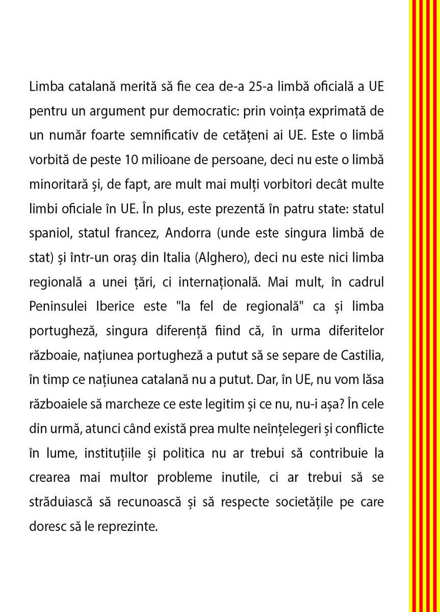 <a href="/SwedishPM/">Ulf Kristersson</a> <a href="/SweMFA/">Swedish Ministry for Foreign Affairs</a> <a href="/TobiasBillstrom/">Tobias Billström</a> <a href="/JessikaRoswall/">Jessika Roswall</a> <a href="/JohanForssell/">Johan Forssell</a> <a href="/PetteriOrpo/">Petteri Orpo</a> <a href="/niinisto/">Sauli Niinistö</a> <a href="/TPKanslia/">TPKanslia</a> <a href="/FinGovernment/">Finnish Government</a> <a href="/Ulkoministerio/">MFA Finland 🇫🇮</a> <a href="/elinavaltonen/">Elina Valtonen</a> <a href="/valtioneuvosto/">Valtioneuvosto | Statsrådet</a> <a href="/adleande/">Anders Adlercreutz</a> <a href="/FinlandinEU/">Finland in EU</a> <a href="/MKeinanen/">Markku Keinänen</a> <a href="/TMAalto/">Tuuli-Maaria Aalto</a> <a href="/JuhaOttman/">Juha Ottman</a> <a href="/EmmanuelMacron/">Emmanuel Macron</a> <a href="/francediplo/">France Diplomatie 🇫🇷🇪🇺</a> <a href="/francediplo_EN/">France Diplomacy 🇫🇷🇪🇺</a> <a href="/MinColonna/">Catherine Colonna</a> <a href="/becht_olivier/">Olivier Becht</a> <a href="/LaurenceBoone/">Laurence Boone</a> <a href="/CZacharopoulou/">Chrysoula Zacharopoulou 🇪🇺🇫🇷</a> <a href="/Palazzo_Chigi/">Palazzo_Chigi</a> <a href="/GiorgiaMeloni/">Giorgia Meloni</a> <a href="/ItalyMFA/">Farnesina 🇮🇹</a> <a href="/ItalyMFA_int/">Italy MFA</a> <a href="/Antonio_Tajani/">Antonio Tajani</a> <a href="/RaffaeleFitto/">Raffaele Fitto</a> <a href="/tripodimaria/">Maria Tripodi</a> @Bundeskanzler <a href="/GermanyDiplo/">GermanForeignOffice</a> <a href="/AuswaertigesAmt/">Auswärtiges Amt</a> @ABaerbock <a href="/tobiaslindner/">Dr. Tobias Lindner</a> <a href="/AnnaLuehrmann/">Anna Lührmann</a> <a href="/MinPres/">Dick Schoof</a> <a href="/MinBZ/">Ministerie van Buitenlandse Zaken</a> <a href="/DutchMFA/">Dutch Ministry of Foreign Affairs 🇳🇱</a> 🇷🇴
Consiliului UE, 24/10/2023:
Suntem convinși că România va sprijini recunoașterea limbii catalane ca limbă oficială a UE 🇪🇺.
Mulțumim:  <a href="/KlausIohannis/">Klaus Iohannis</a> <a href="/GuvernulRo/">Guvernul României</a> <a href="/CiolacuMarcel/">Marcel Ciolacu</a> <a href="/NicolaeCiuca/">Nicolae Ionel Ciucă</a> <a href="/MAERomania/">Ministry of Foreign Affairs of Romania 🇷🇴</a>  <a href="/Odobes1Luminita/">Luminita Odobescu</a> <a href="/DanielaGitman/">Daniela Gîtman</a> <a href="/BogdanAurescu/">Bogdan Aurescu</a> <a href="/LucaNiculescu/">Luca Niculescu</a> <a href="/THristea/">Traian Hristea</a>