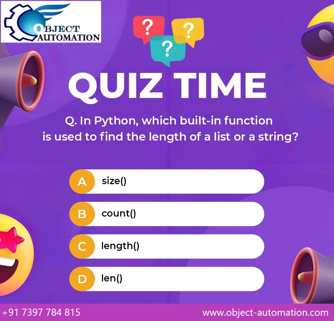 obj_auto's tweet image. 🚀 Ready to level up your Python skills? Time for a quiz! Drop your answer in the comments below! ⬇ 💡
#ObjAuto #PythonQuiz #PythonSkills #CodingChallenge #ProgrammingQuiz #LearnPython #CodeChallenge #CodingCommunity #ObjectAutomation #TechQuiz