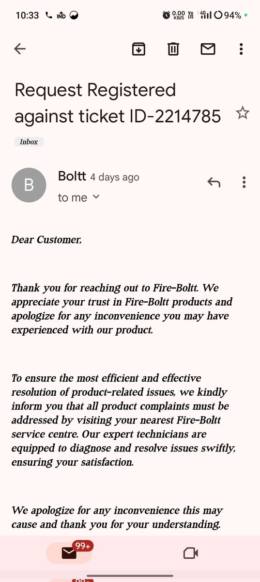 I ordered FireBoltt visionary ulta smart watch from FireBoltt website on 7 oct watch have many issues like connectivity issue speaker not working.i complaint it to costumer care 10 times in 10 day's but they not giving response and there behaviour is also rude.ticket id 2214785