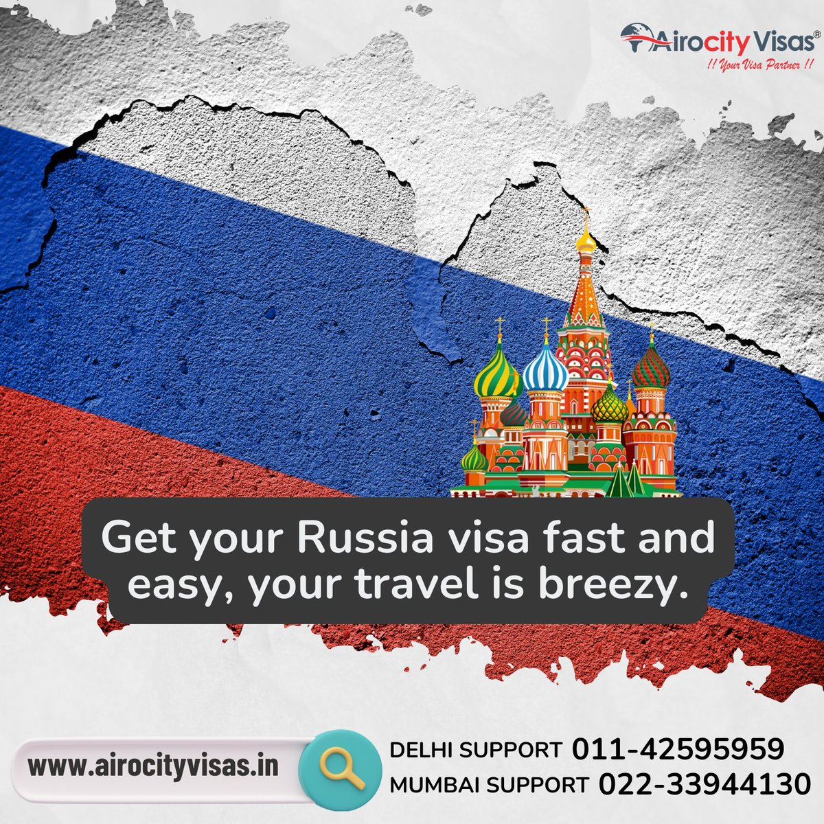 Get your Russia visa hassle-free with Airocity Visas!  #RussiaVisa #AirocityVisas #VisaServices #TravelRussia #VisaAssistance #SeamlessProcess #TravelWithEase #VisaExperts #ExploreRussia #VisaApplication #VisaSupport #TravelSimplified #VisaMadeEasy #RussiaAdventure