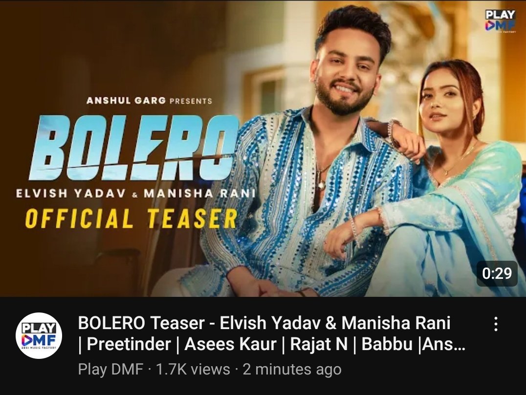 Teaser is finally out 🔥
     Tu Beth te sahi BOLERO me😍

Link- youtu.be/q6H__-s4gAU?si…

#ManishaRani #ManishaSquad 
#BoleroTeaserOnPlayDMF