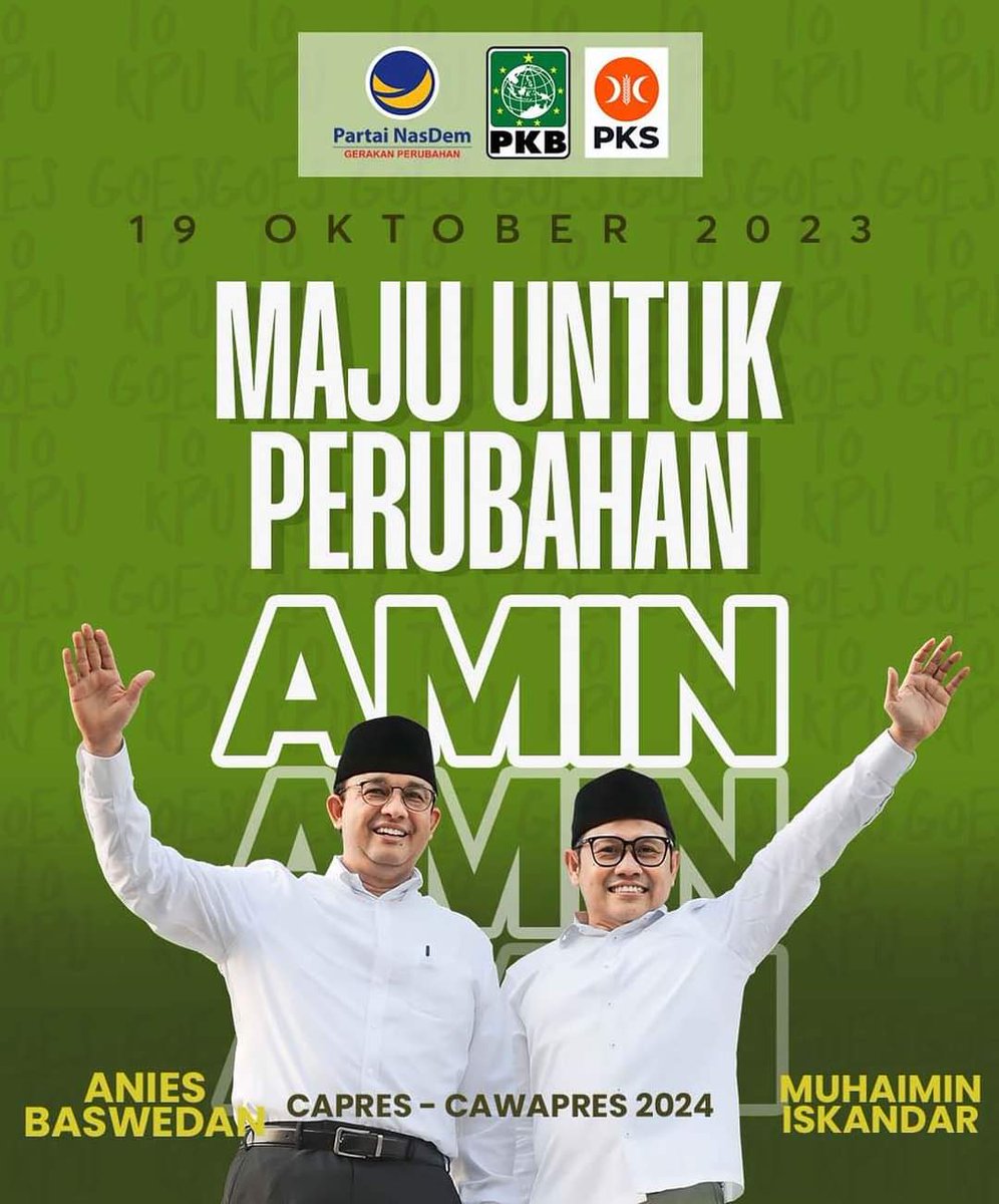 Selamat pagi.. Yook bapak ibu saudara sekalian, jangan lupa besok bareng AMIN kita kawal dan ramaikan sambil nyanyi AMIN Aja Dulu. 

#AMINAjaDulu
#AMINkanIndonesia