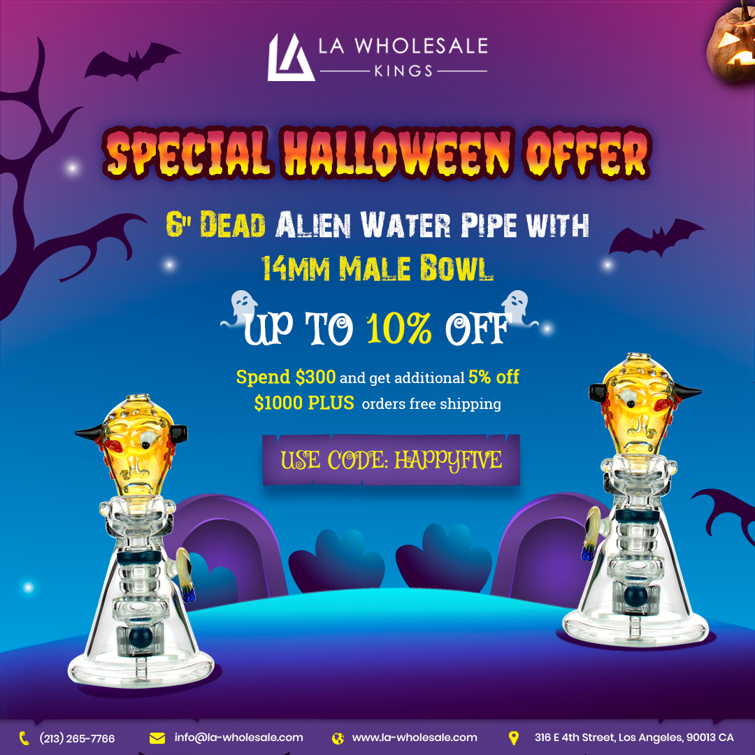 6' Dead Alien Water Pipe with a 14mm Male Bowl.🎃

la-wholesale.com

#lawholesalekings #halloween #halloweenseason #spookyseason #halloween2023 #halloweensale #alienwaterpipe #glasswaterpipe #glassbong #waterpipeaccessories #waterpipeaccessories #smokingessentials