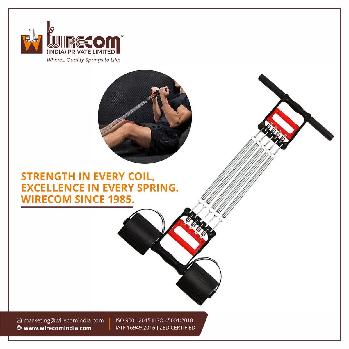 WirecomIndia's tweet photo. The #chestexpander comprises a pair of handles joined by a variable number of tension springs which helps to adjust the resistance of the chest expander. #WirecomIndia is happy to contribute to the fitness industry by offering Tension springs to build fitness.
#fitness #chestpull https://t.co/vpI9bF9zXh