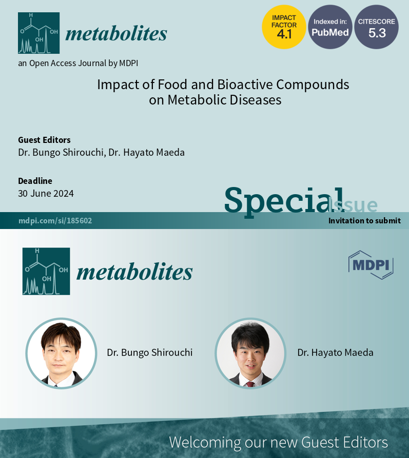 MetabolitesMDPI's tweet photo. Welcome to submit your manuscript to Special Issue "Impact of Food and Bioactive Compounds on Metabolic Diseases" editing by Dr. Bungo Shirouchi from @NU_kouhou and Dr. Hayato Maeda from @hirosaki_univ, Japan 📢 #OpenForSubmission now
More info 👉 https://t.co/d5LD4EnXAn https://t.co/8wbTYJiGHr