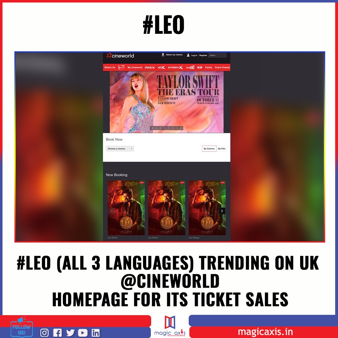 #Leo (all 3 languages) trending on UK @cineworld homepage for its ticket sales 🔥🔥🔥 @actorvijay