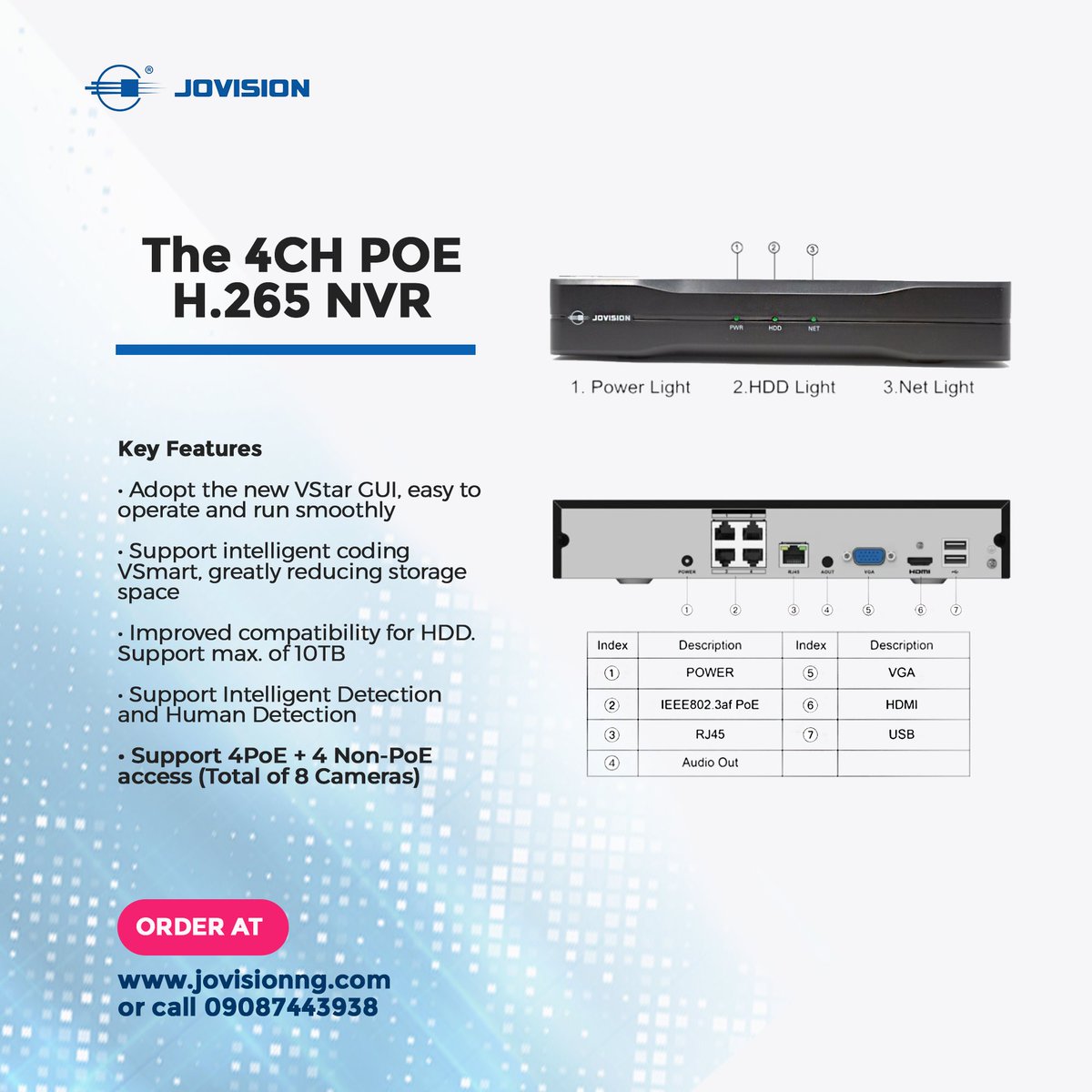Jirehtech_ng's tweet photo. Equipped with cutting-edge features like Human Detection, The 4CH POE  H.265 NVR is your gateway to top-tier surveillance.

Learn more at https://t.co/6N6nYDWVq5
Or call 09087443938

#cctv #nvr #jovision #ngn1999 #davido #teen #ebonyi #lagos #bbnaija #heishim #securitycamera https://t.co/qCo5fQ5T8E