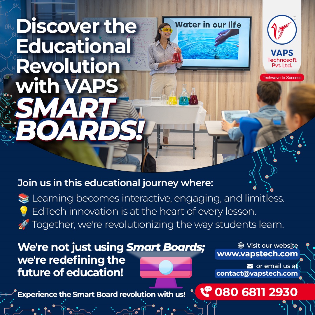 VapsTechnosoft's tweet image. Discover a revolution in learning with VAPS Smart Boards! 📈 Our interactive displays make lessons vividly engaging for students.

#EdTech #DigitalLearning #SmartBoards #Innovation #FutureOfEducation