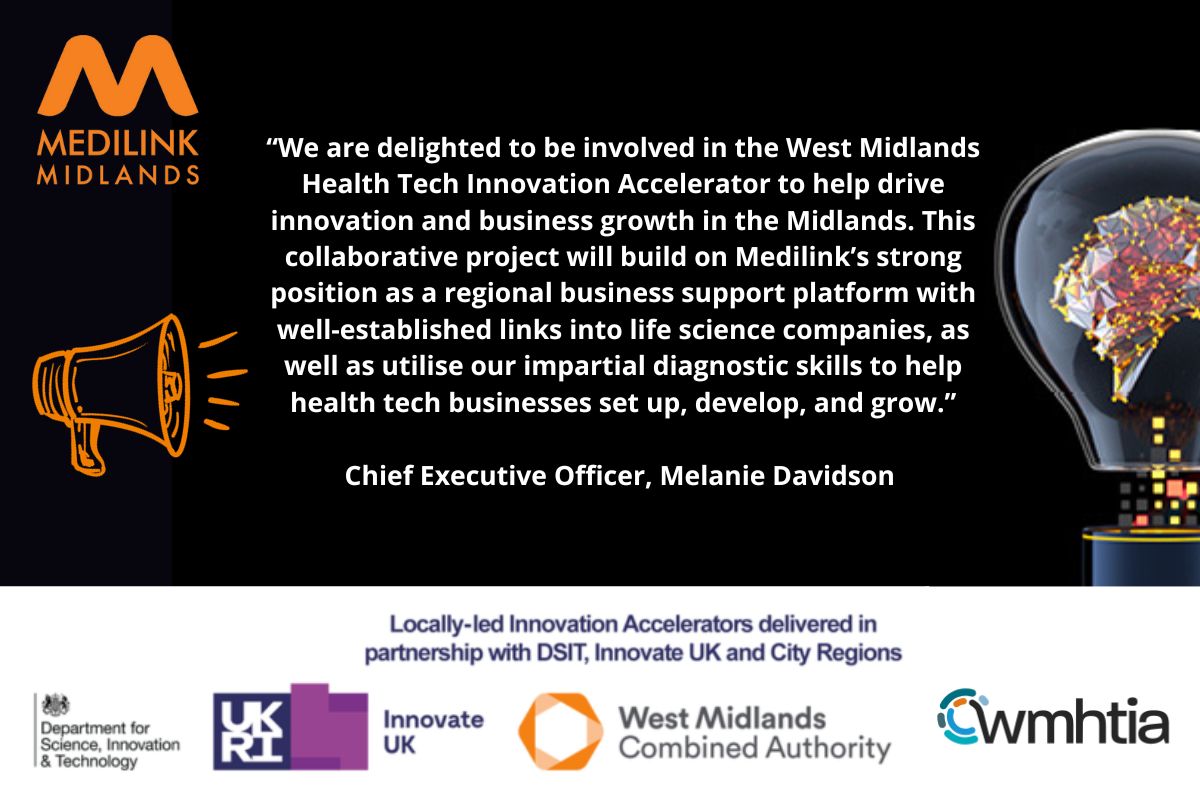 Medilink Midlands (@medilinkmids) on Twitter photo Medilink Midlands is delighted to be announced as lead delivery partner of the £14 million funded <a href="/WMHTIA/">West Midlands Health Tech Innovation Accelerator</a> programme, which aims to help and support new healthcare technologies in their drive towards commercialisation.
Find out more here - lnkd.in/evTRuDtu
#WMIA #WMHTIA Medilink Midlands is delighted to be announced as lead delivery partner of the £14 million funded <a href="/WMHTIA/">West Midlands Health Tech Innovation Accelerator</a> programme, which aims to help and support new healthcare technologies in their drive towards commercialisation.
Find out more here - lnkd.in/evTRuDtu
#WMIA #WMHTIA