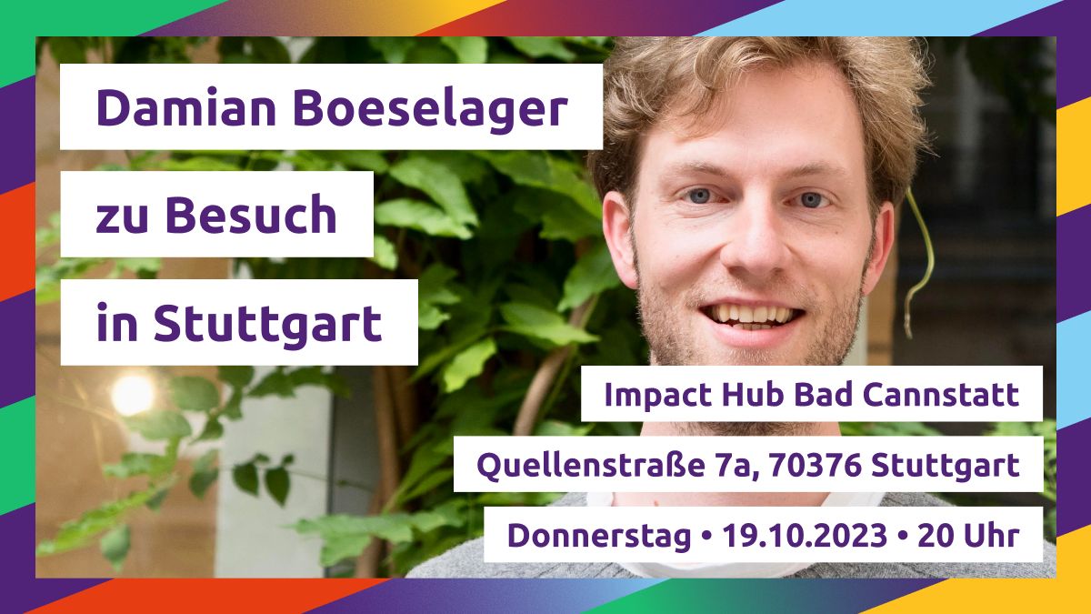 VoltBW's tweet image. 🗓️ Am 19.10. um 20:00 Uhr im Impact Hub, Stuttgart: Diskussion mit EU-Abgeordnetem Damian Boeselager über Integration und Europa. Sei dabei und bring deine Fragen mit! Alle sind willkommen!💜 Eintritt frei 🇪🇺 #EUIntegration #Migration #Europawahl2024