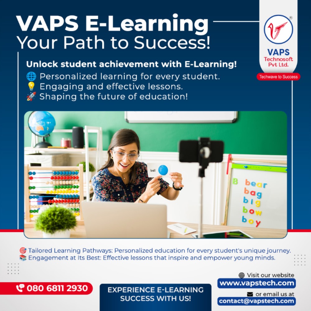 VapsTechnosoft's tweet image. Unlock student success with VAPS E-Learning! 💡 Our online platform delivers personalized, engaging education tailored to each learner&apos;s unique needs.

#eLearning #DigitalEducation #OnlineLearning #Accessibility #PersonalizedLearning