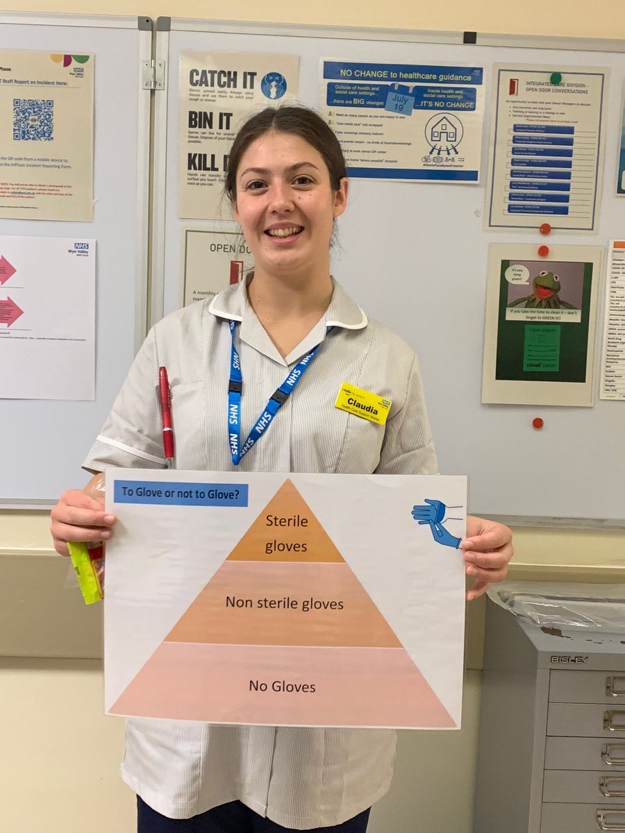 IP_WVT's tweet photo. The #AmazingWVTstaff in Leominster &amp; Bromyard Community Hospitals have been getting involved in International Infection Prevention Week.

Playing our “Glove or no glove” game &amp; ensuring best practices are always undertaken.🧤 

@WyeValleyNHS https://t.co/TRdu5cZLKv