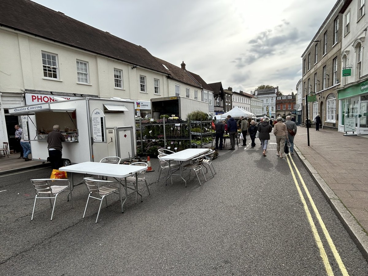 The provisions market in <a href="/ourburysteds/">Our Bury St Edmunds</a> today is very business &amp; nearly fully occupied by traders. So glad the weather remains fresh &amp; dry for them. We’re so lucky to have such a thriving market twice a week in our town. Well done &amp; thank you <a href="/WestSuffolkMKTs/">West Suffolk Council Markets</a>