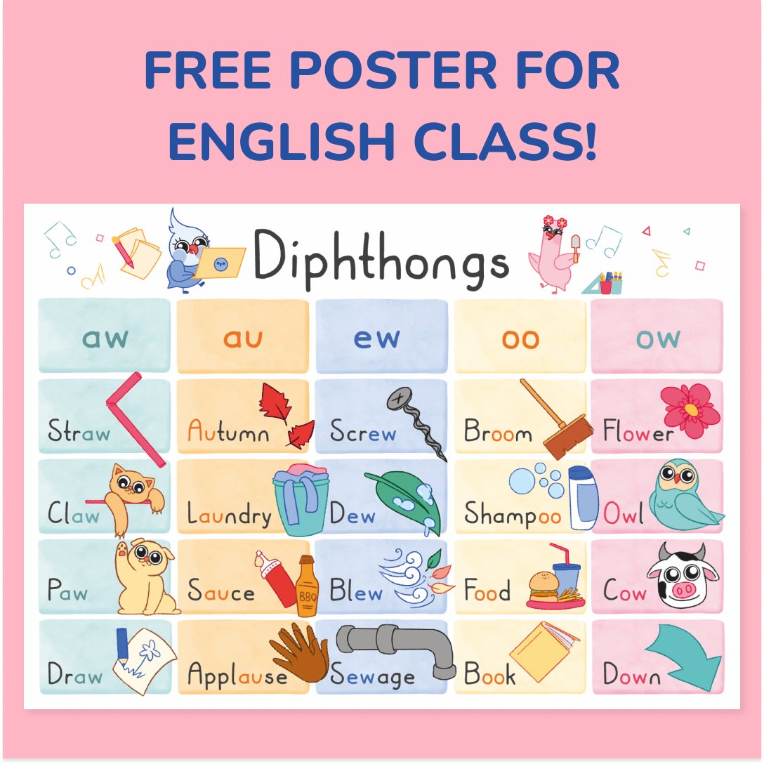🎭 Teach phonetics with our Diphthongs poster! 🎵 Download and make learning diphthongs interactive and engaging in your English classroom. #teachers #Communication  docsend.com/view/5qghczd4s…
