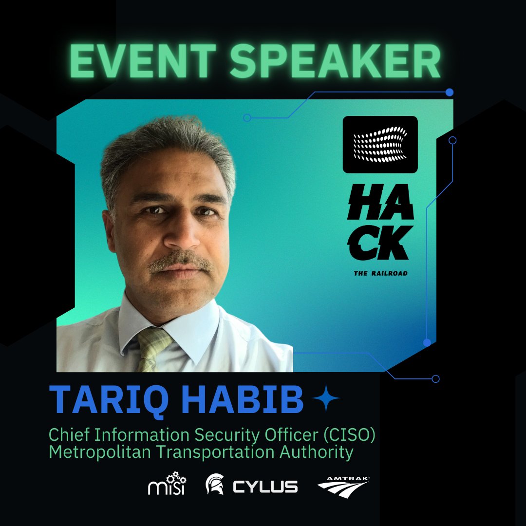 Cylus_Security's tweet image. We&apos;re honored to have Tariq Habib, the CISO at @MTA, as a speaker at Hack the Railroad 2023 🗽
He brings a wealth of expertise to the stage, so don&apos;t miss out! 
Register today: eu1.hubs.ly/H05M8RW0
 #HackTheRailroad #MTA #RailCybersecurity
