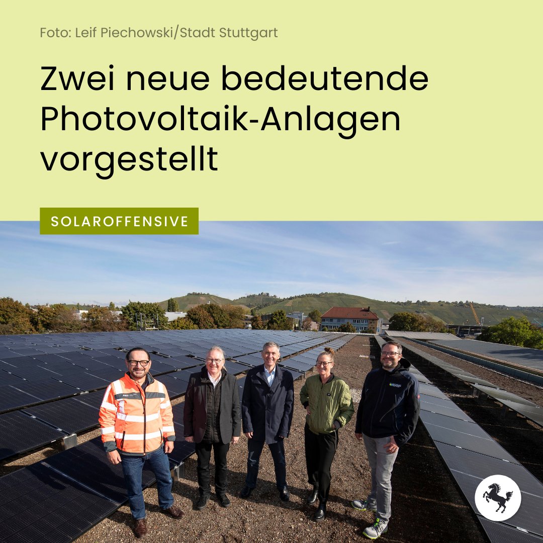 stuttgart_stadt's tweet photo. 2023 wird Rekordjahr für den Ausbau der Nutzung von Sonnenenergie in #Stuttgart. Den Ausbau unterstützt die Stadt mit der Stuttgarter #Solaroffensive. Jetzt wurden zwei neue bedeutende #Photovoltaik‐Anlagen vorgestellt. Weitere Infos: https://t.co/PzluezM41I https://t.co/LQmfTm9mbU