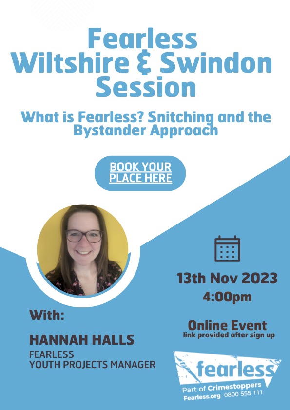 cs_wilt's tweet photo. 📣Our @FearlessORG Professional Sessions are back and exclusively for youth professionals in #Wiltshire and #Swindon.
🔗 Book your free place now: https://t.co/nFmG0PRJ01
#WiltsHour #SwindonHour https://t.co/238DgnB5Ar
