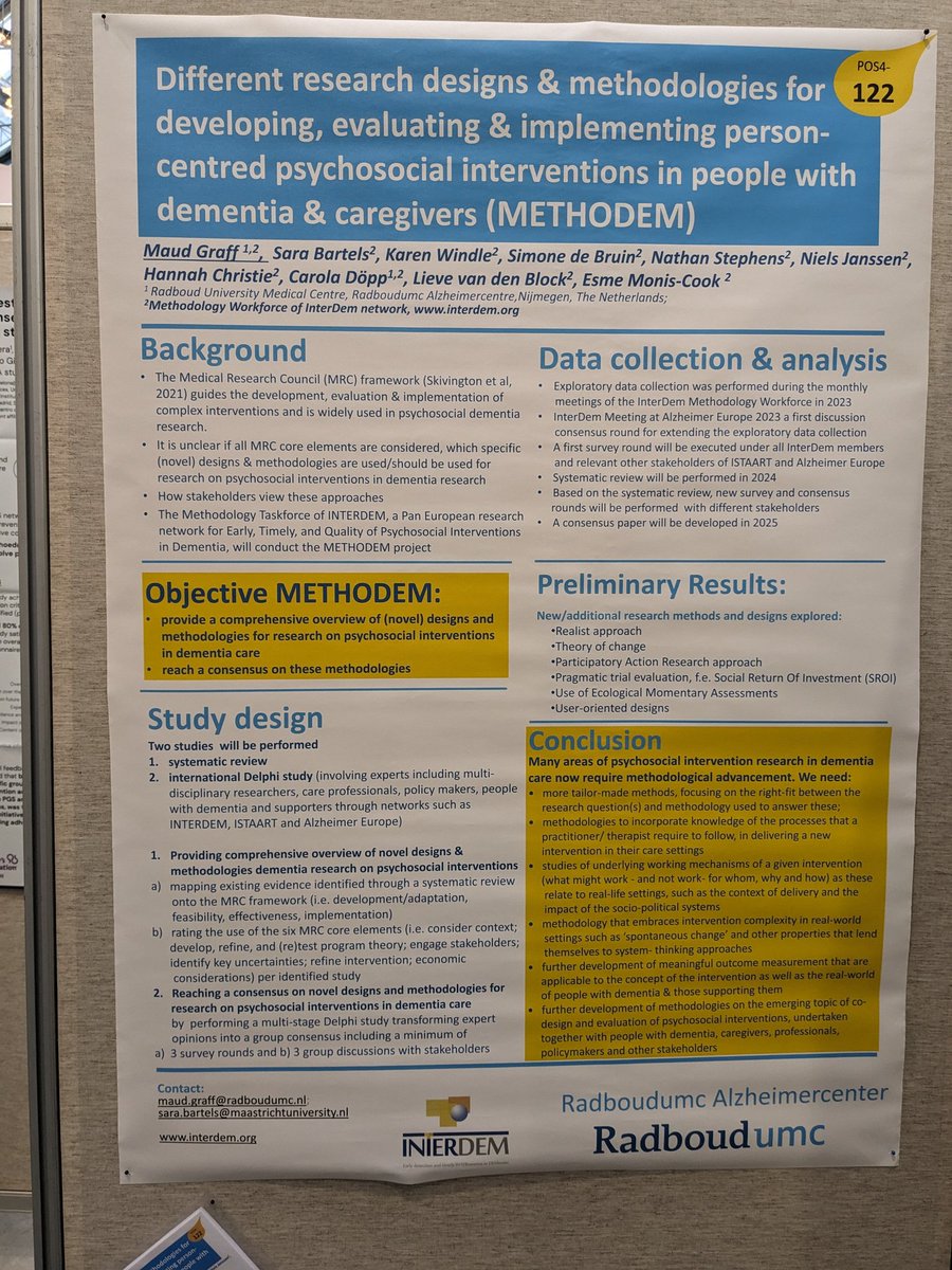 Our active methodology taskforce @InterdemEurope, led by Prof Maud Graff, also has a poster today @AlzheimerEurope #33AEC 🤩