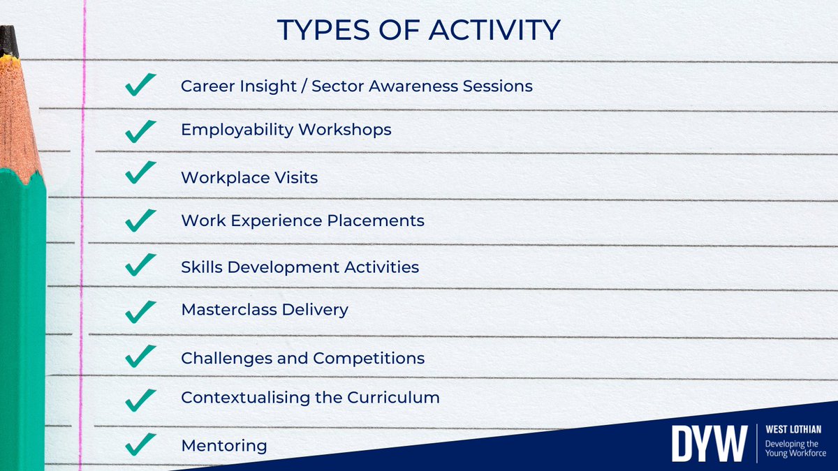 DYWWestLothian's tweet photo. Teachers! Have you considered bringing DYW activities into the classroom but not sure where to start?

There are lots of activities employers can offer including:
👉Partnerships
👉Workplace Visits
👉Career Advice
👉and so much more!

Contact us info@dyw-wl.com to find out more. https://t.co/v3LXVu9Q4l