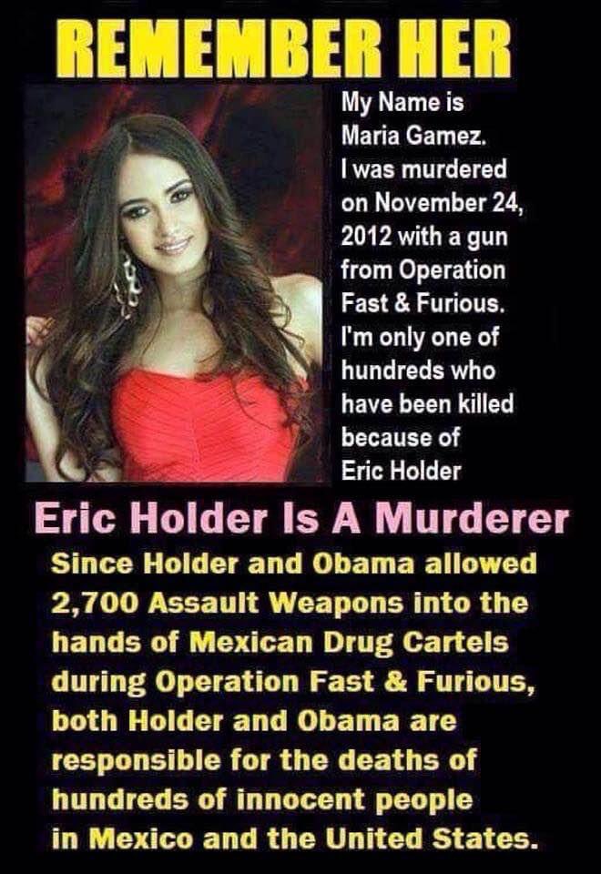 <a href="/DevilD0g_/">Dan</a> <a href="/realDonaldTrump/">Donald J. Trump</a> They Ran  2,700 Assault Guns to Mexico For their own profit while Obama was President.
Obama made sure his friend Holder was never Prosecuted &amp; Rewarded him with a good paying government with job benefits!