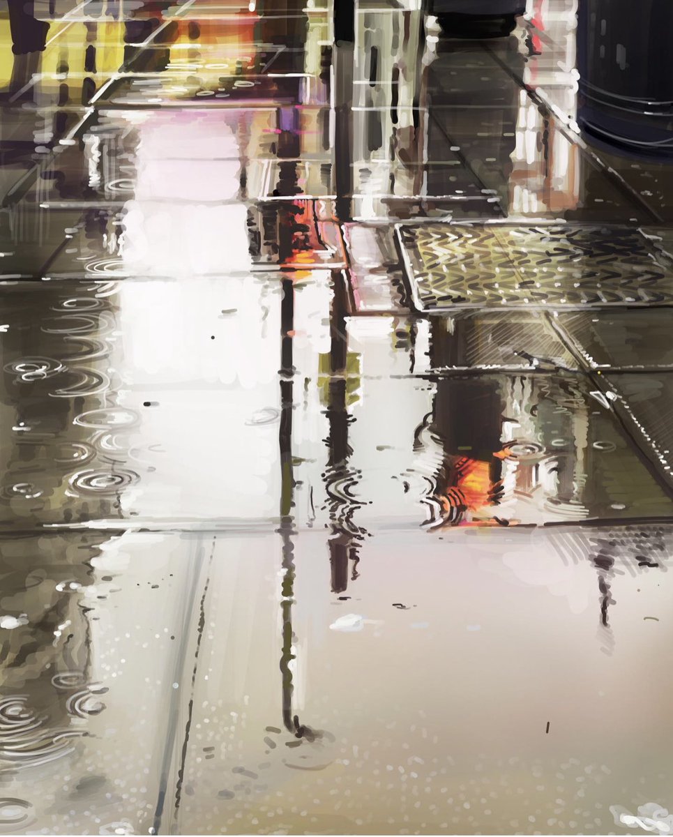 ‘London Puddles’ - limited edition print - based on my photography in Holborn on one rainy day whilst in the midst of painting @nyxhotellondon , each print is signed and numbered and available exclusively from Dankitchener.bigcartel.com