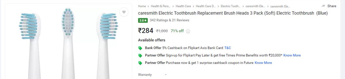 kisuoloves's tweet photo. Bought brush heads from @Flipkart... got a different product item. It is not a care smith brush head but another. Can't even return. Fraud e-commerce site display wrong images and send the wrong product. It doest not fit my brush. https://t.co/PVPpYyej1G