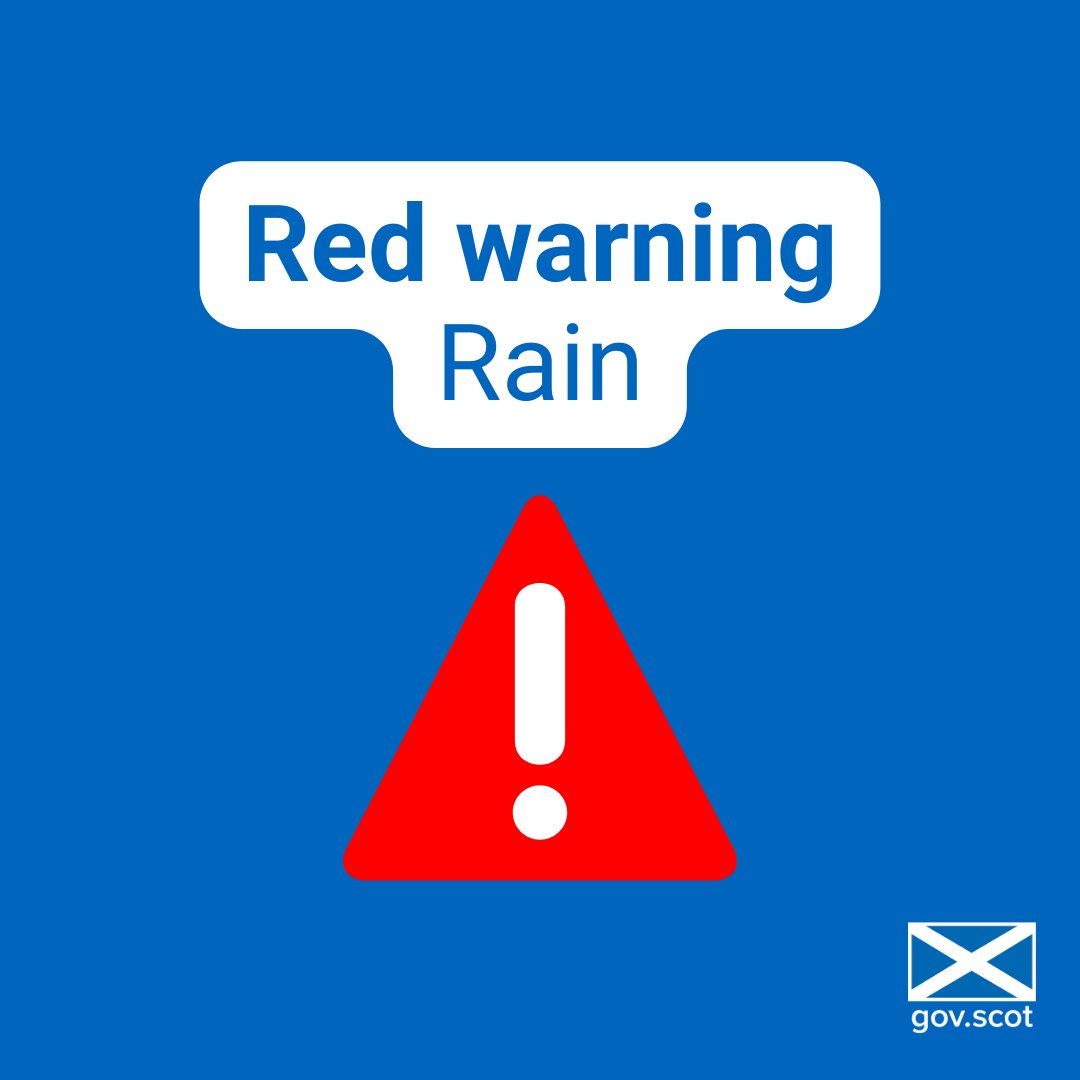 ⚠️A red weather warning has now been issued from 1800 on Thursday until noon on Friday. Heavy rain is expected to have a high impact and cause significant disruption in part of Angus, Aberdeen and Aberdeenshire. Useful information below ⬇️ #StormBabet